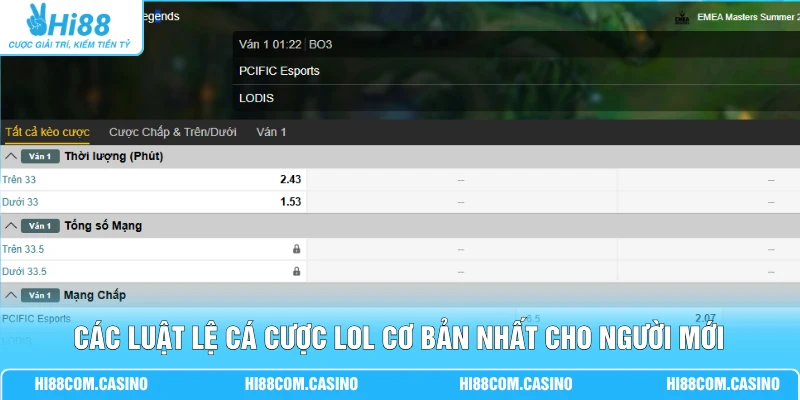Các luật lệ cá cược LOL cơ bản cho người mới