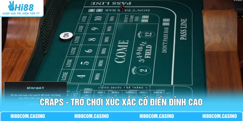 Craps - Trò chơi xúc xắc cổ điển đỉnh cao