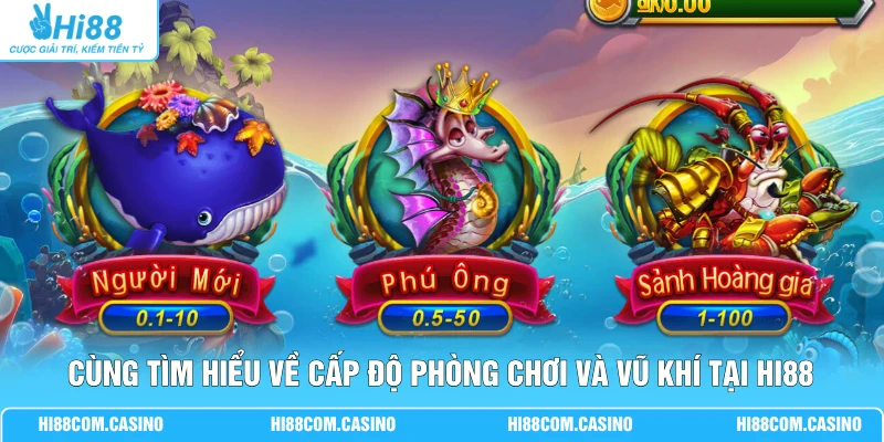 Cùng tìm hiểu về cấp độ phòng chơi và vũ khí tại Hi88