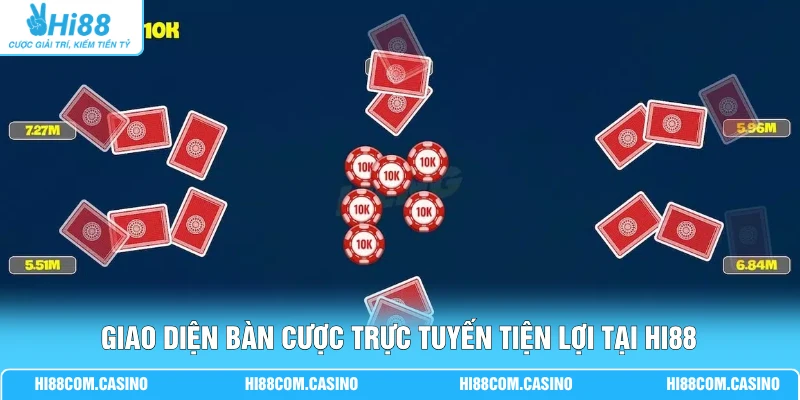 Giao diện bàn cược trực tuyến tiện lợi tại Hi88