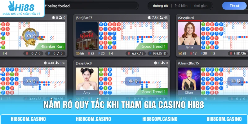 Nắm rõ quy tắc khi tham gia casino Hi88