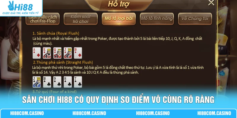 Sân chơi Hi88 có quy định so điểm vô cùng rõ ràng