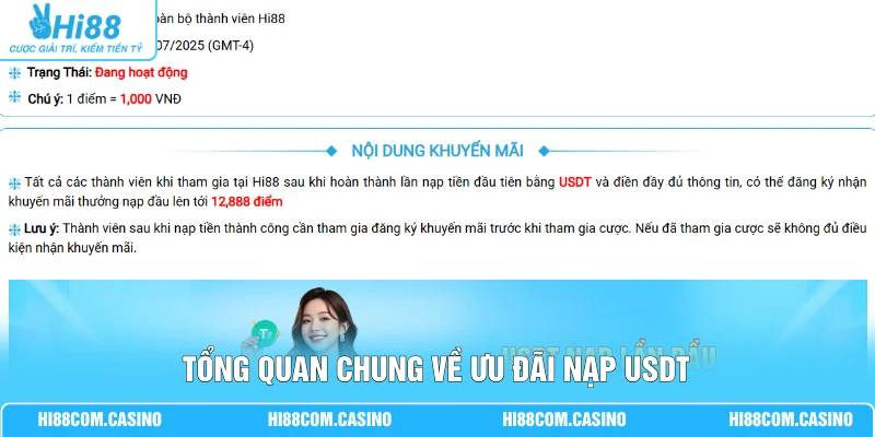 Tổng quan chung về ưu đãi nạp USDT