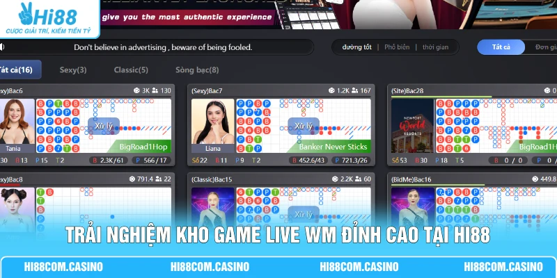 Trải nghiệm kho game live WM đỉnh cao tại Hi88